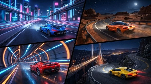 Asphalt Nitro 2 city desert and night racing tracks