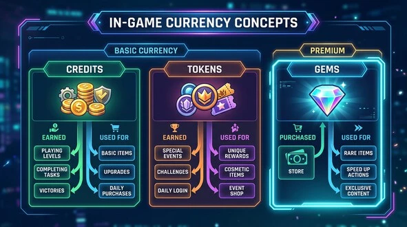 Comparison of Credits Tokens and Gems in Asphalt Nitro