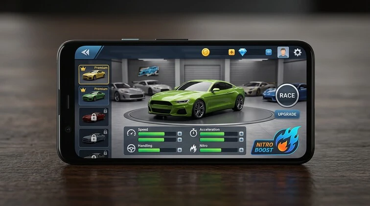Asphalt Nitro MOD APK features and modified racing gameplay