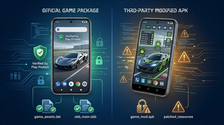 Asphalt Nitro original APK versus MOD APK comparison
