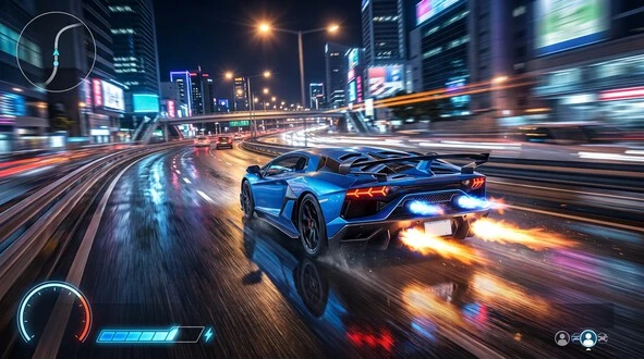 Asphalt Nitro Unlimited Money racing gameplay with a sports car using nitro