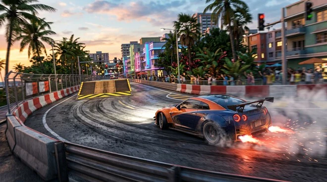 Asphalt Nitro 1 gameplay showing a sports car drifting with nitro boost