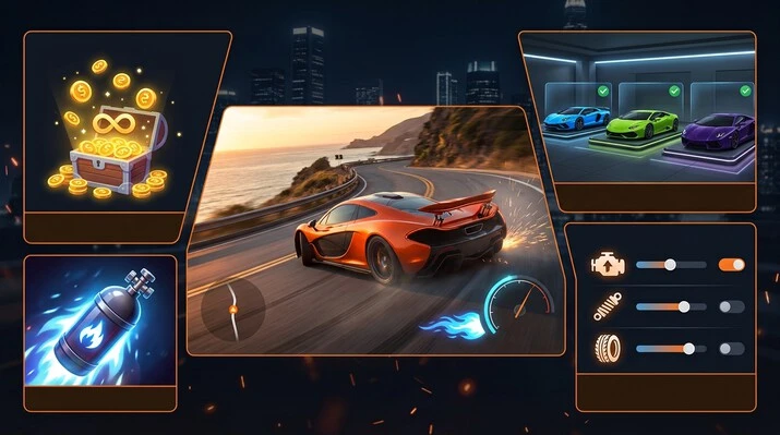 Asphalt Nitro 2 Mod APK features including cars and nitro