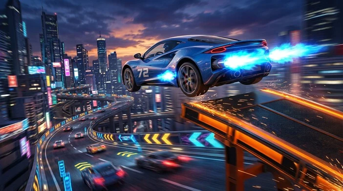 Asphalt Nitro Mod APK racing gameplay with a sports car and nitro boost