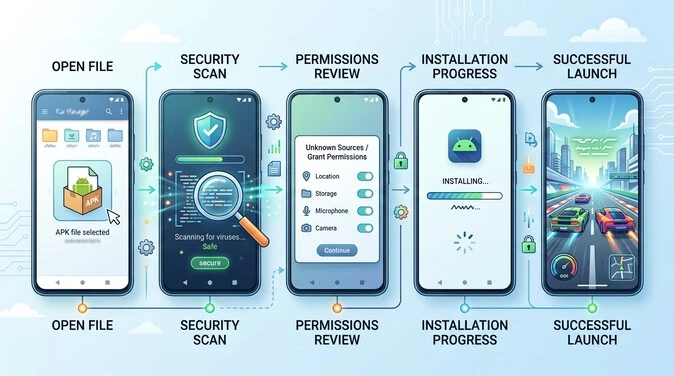Android APK installation process for Asphalt Nitro Mod APK